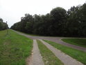 Lužní odbočka z cyklostezky pod levobřežní hrází Odry nedaleko obce Brieskow-Finkenheerd.