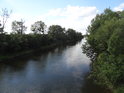 Pravé rameno Odry u obce Kamieniec Wrocławski míří k splynutí s levým ramenem, aby se řeka zase rozdělila.