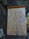 Obrázek sv. Cyrila  a Metoděje na kmeni stromu u Panny Marie ve skále.