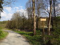 Lesní cesta Podél Odry se zákazovou páskou.